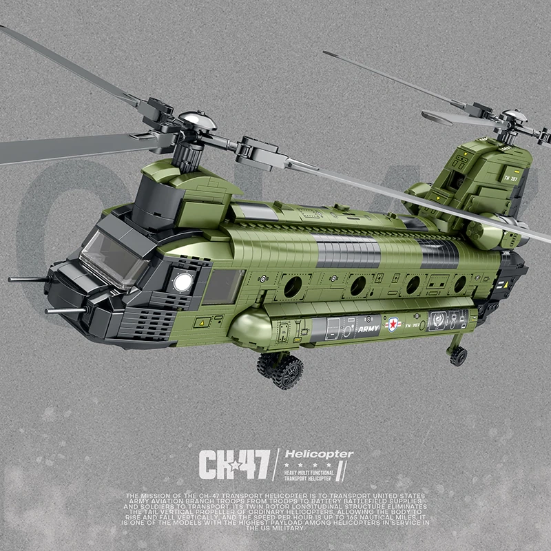 Reobrix 33031 CH-47 Heavy Multi Functional Transport Helicopter Military