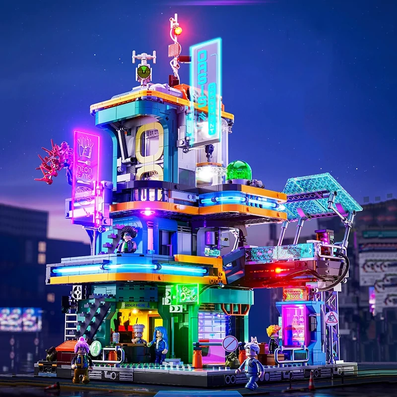 FunWhole F9042 Cyberpunk Neon City: Neon Oasis Modular Buildings