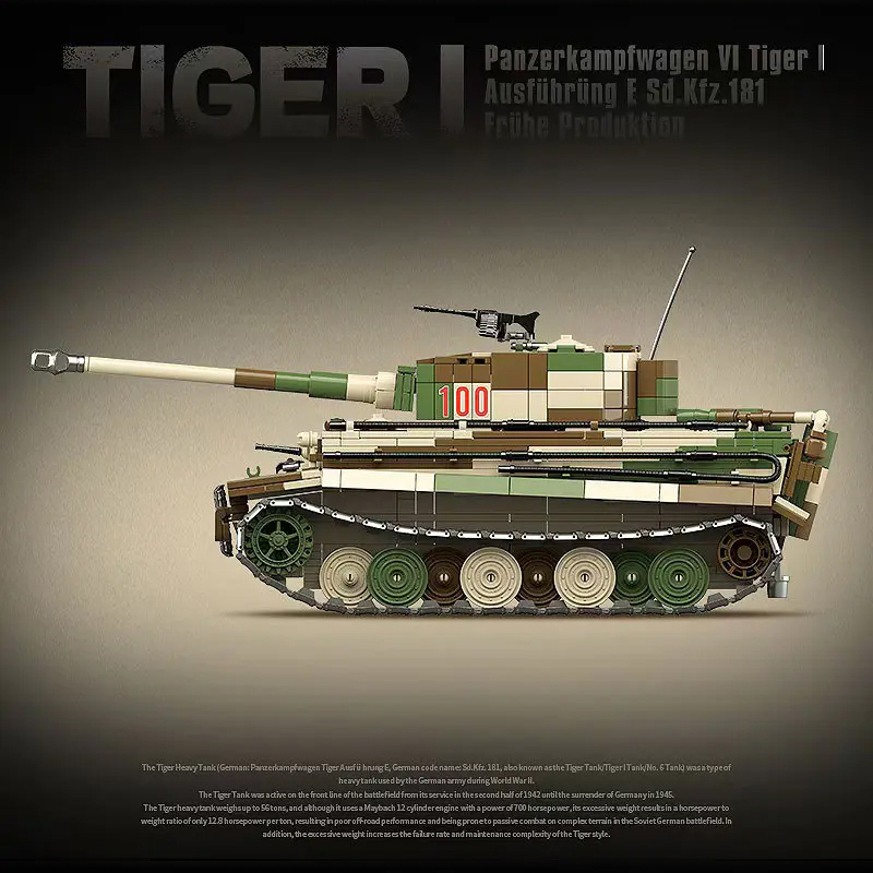 QUANGUAN 100244  Military Tiger I Tank Building Blocks 2276±pcs Bricks from China.