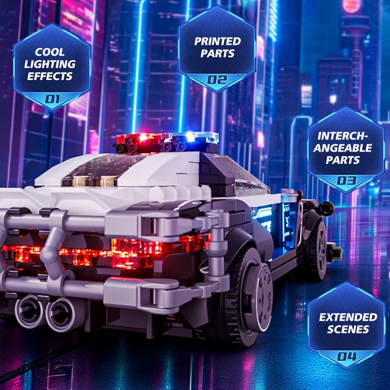 FunWhole F9043 Neon Oasis Patrol Police Car Technic Europe Warehouse Express