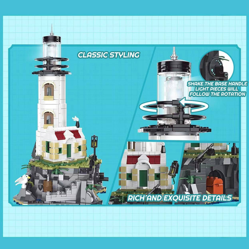 {Pre-Order} {With Light} MJI 13045 Creator Island Lighthouse Book Design Building Blocks 1092±pcs Bricks from China.