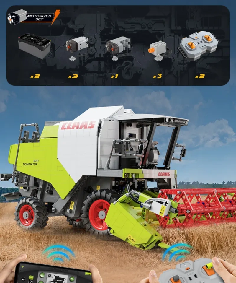[With Motor] CaDA C61508 CLAAS Dominator 370 Harvester 1:17 Technic US Warehouse Express