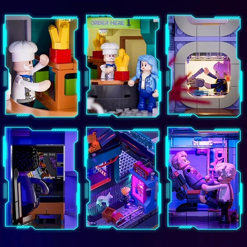 FunWhole F9042 Cyberpunk Neon City: Neon Oasis Modular Buildings