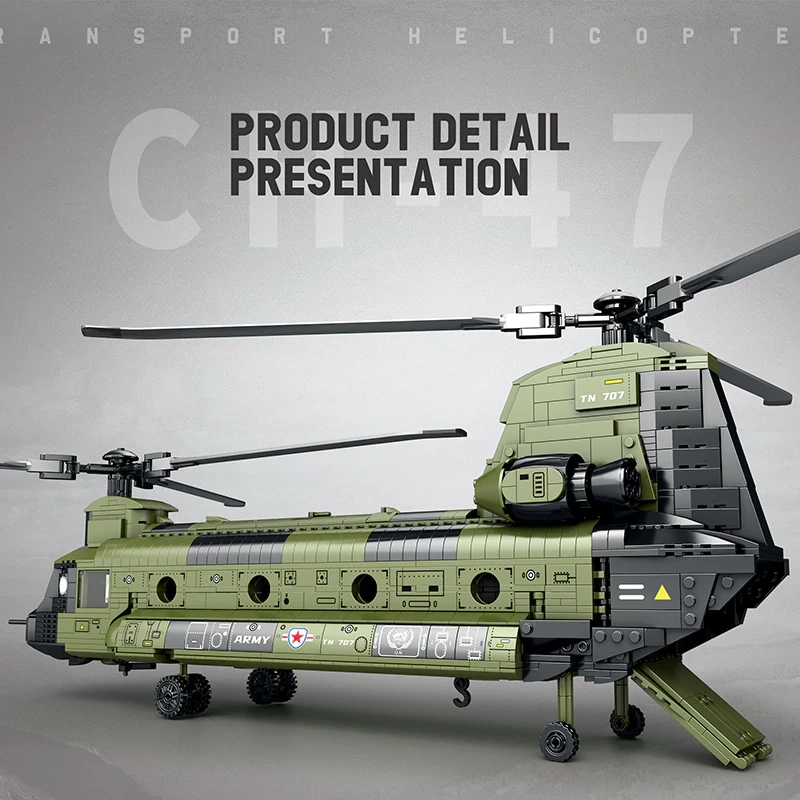 Reobrix 33031 CH-47 Heavy Multi Functional Transport Helicopter Military