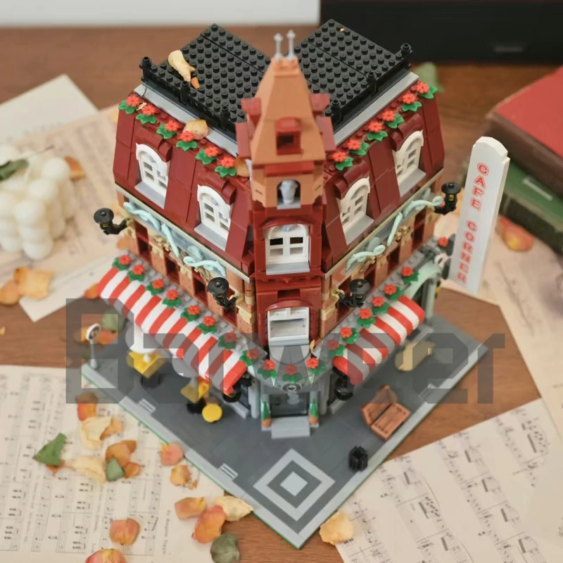 [Mini Micro Bricks] JiQing JQ10001 Corner Coffee Shop Modular Buildings
