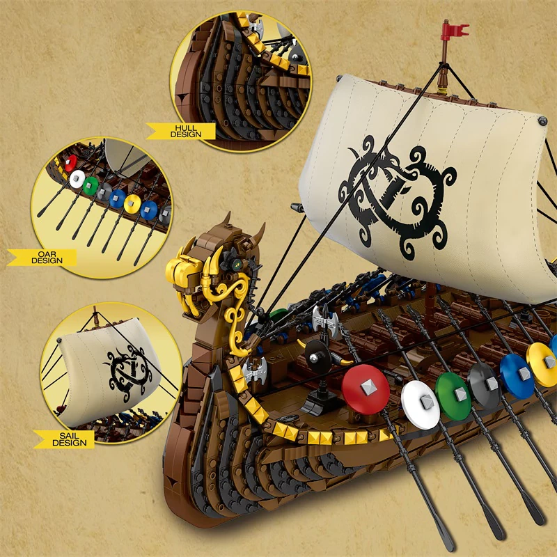 Reobrix 66101 Penteconter Viking longship Historical Europe Warehouse Express