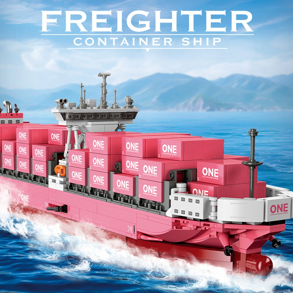 JIESTAR JJ9217 Pink Cargo Ship FREIGHTER CONTAINER SHIP Technic