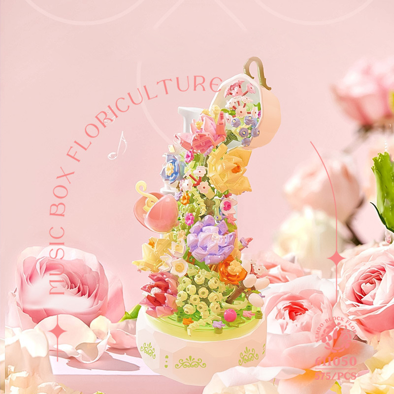 {With Light} SEMBO 611050 Creator Expert Botanical Collection Music Box Building Blocks 575±pcs Bricks from China.