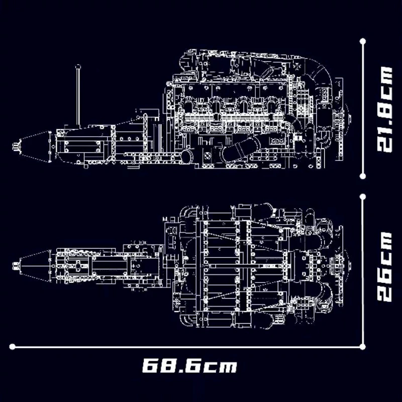 MouldKing 10168 V8 TMIN-TURBO ENGINE Technic