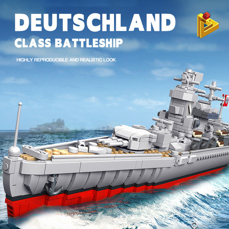 Panlos 637002 Military Deutschland Class Battleship Building Blocks 1418±pcs Bricks from China.