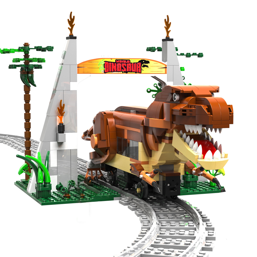 {Without Minifigures}CaDa C59003 MOC Jurassic TYrannosaurus Railcar Dinosaur electric train Building Blocks(with Motor) 1039pcs Bricks Toys From China Delivery.