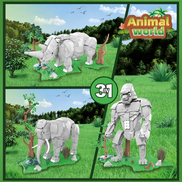 DK 6027 Animal World 3IN1 Elephants, Rhinoceroses, Gorillas Creator Expert
