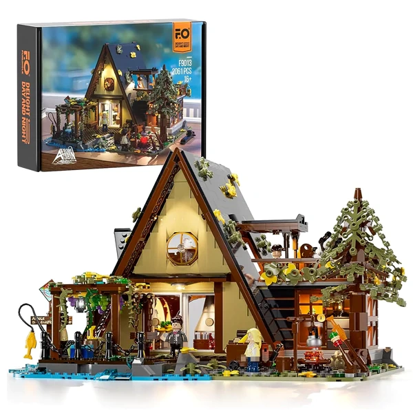 FunWhole F9003 A-Frame Cabin Retro House Buliding Blocks 2061±pcs Bricks Toys Model Form China