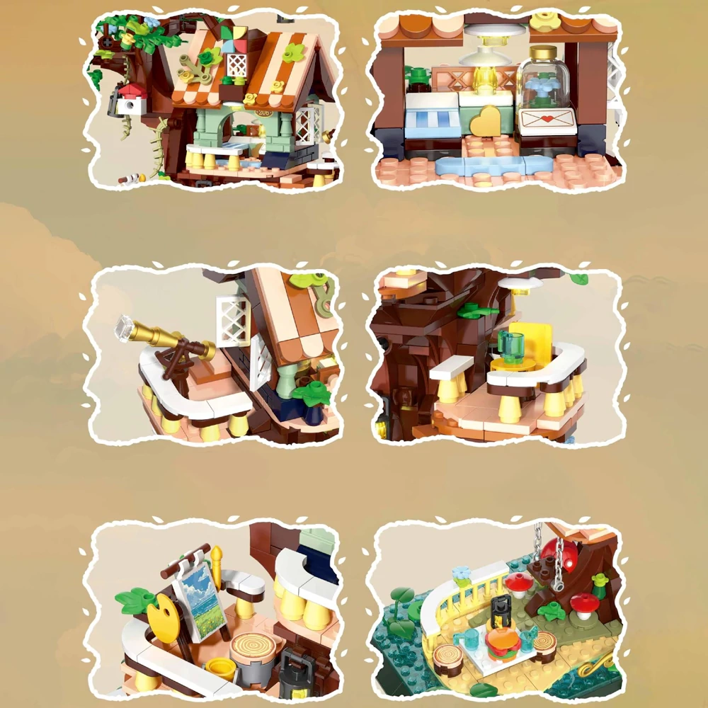 [Mini Micro Bricks] ZHEGAO 642005 FUNNY TREE HOUSE Modular Buildings