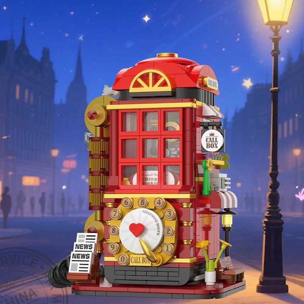 [Mini Micro Bricks] ZHEGAO 662050 VINTAGE TELEPHONE BOOTH Modular Buildings