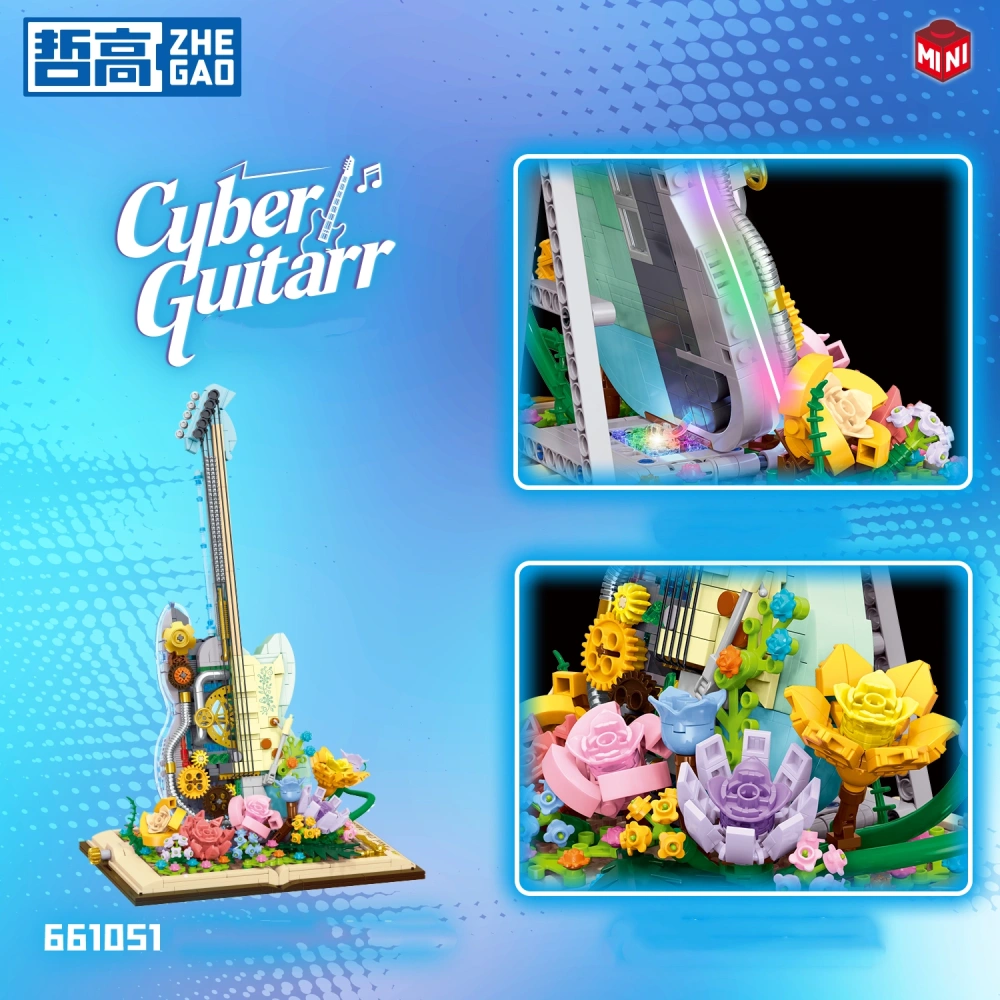 [Mini Micro Bricks] ZHEGAO 661051 Cyberpunk Electric Guitar Creator Expert