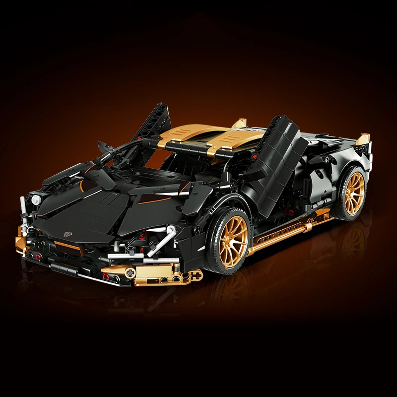 Custom 8618 Black Gold Sports Car Technic