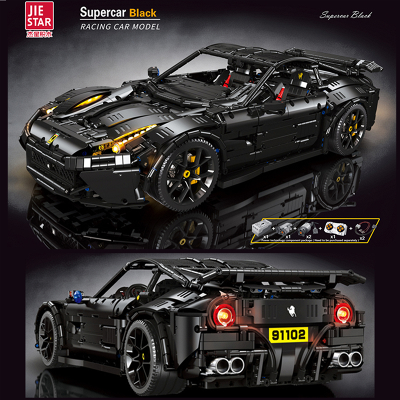 Only Set}JieStar 91102 High-Tech Moc F12 Super Sport Black Racing