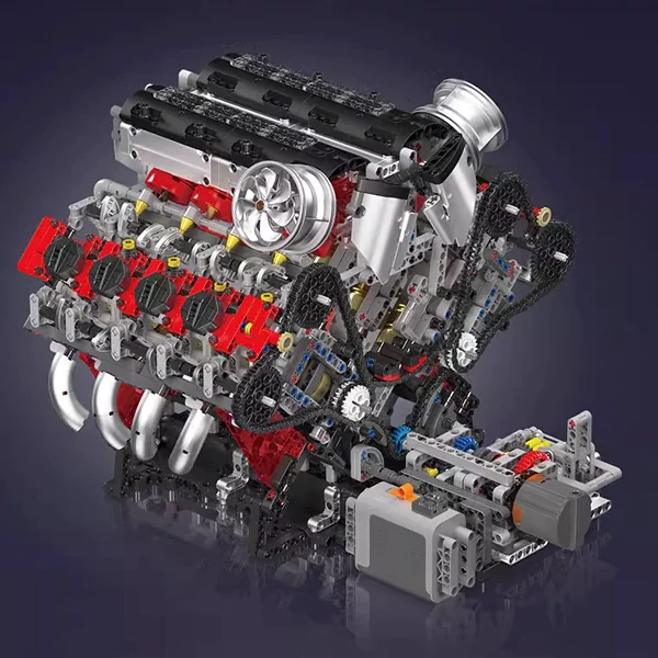 [With Motor]  MouldKing 10130 F488 Supercar V8 Engine Technic
