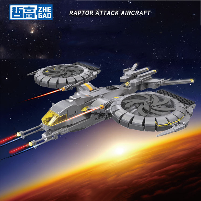 ZheGao QJ5008 MOC Technic Raptor Attack Aircraft Building Blocks 887pcs Bricks Toys From China Delivery.