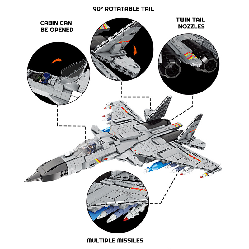 Forange FC6106 Military J-15 Fighter Building Blocks 1293±pcs Bricks from China.