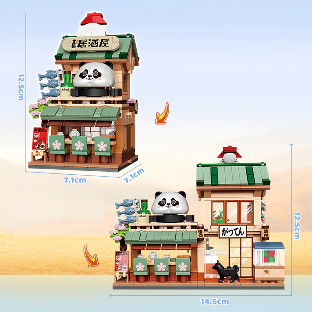 [Mini Micro Bricks] ZHEGAO 613025 Panda Izakaya Modular Buildings