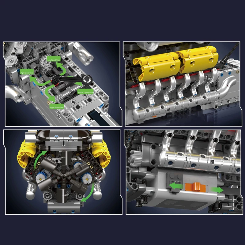 MouldKing 10202 Lambo Supercar V12 Engine+Transmission Technic