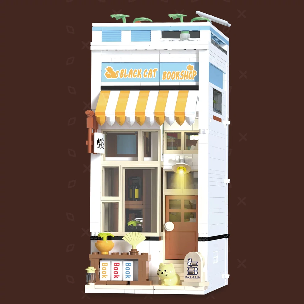[Mini Micro Bricks] JiQing JQ60001 Cat Book Store Modular Buildings