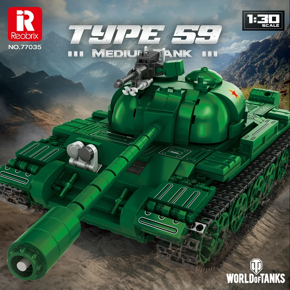 Reobrix 77035 TYPE 59 Tank – World of Tanks Military LEGO Set