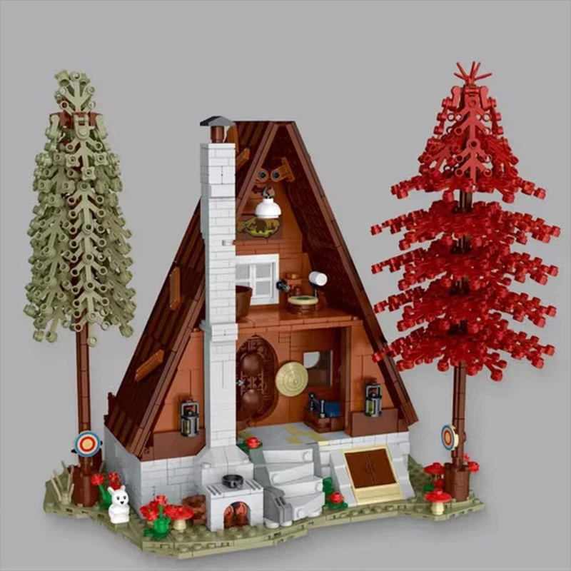 {With Light} Mork 031071 Creator Expert Forest Cabin Modular Buildings 1689pcs Bricks Toys from China Delivery.