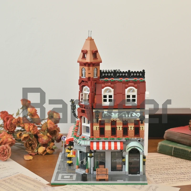 [Mini Micro Bricks] JiQing JQ10001 Corner Coffee Shop Modular Buildings