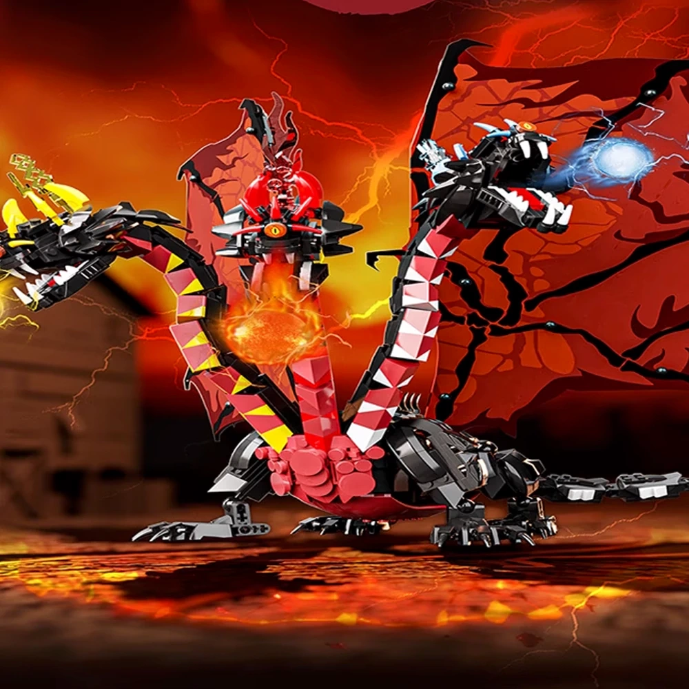 LEIMAO H1114 Three Headed Flying Dragon Monster Dinosaur
