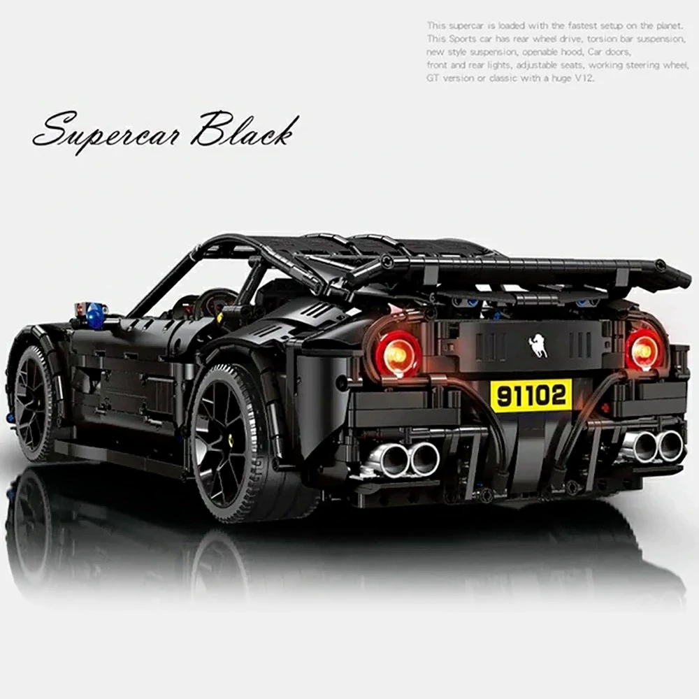 JIESTAR 91102 F12 Super Sport Black Racing Car Technic
