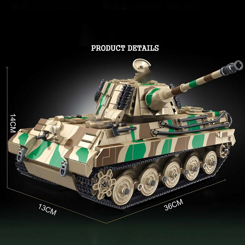 PANLOS 632016 Military King Tiger Heavy Tank Building Blocks 1974±pcs Bricks from China.