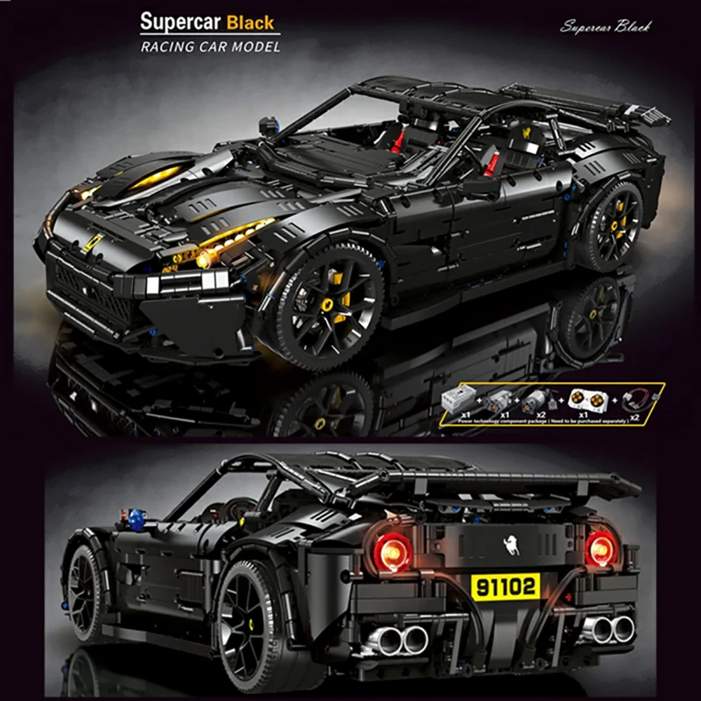 JIESTAR 91102 F12 Super Sport Black Racing Car Technic