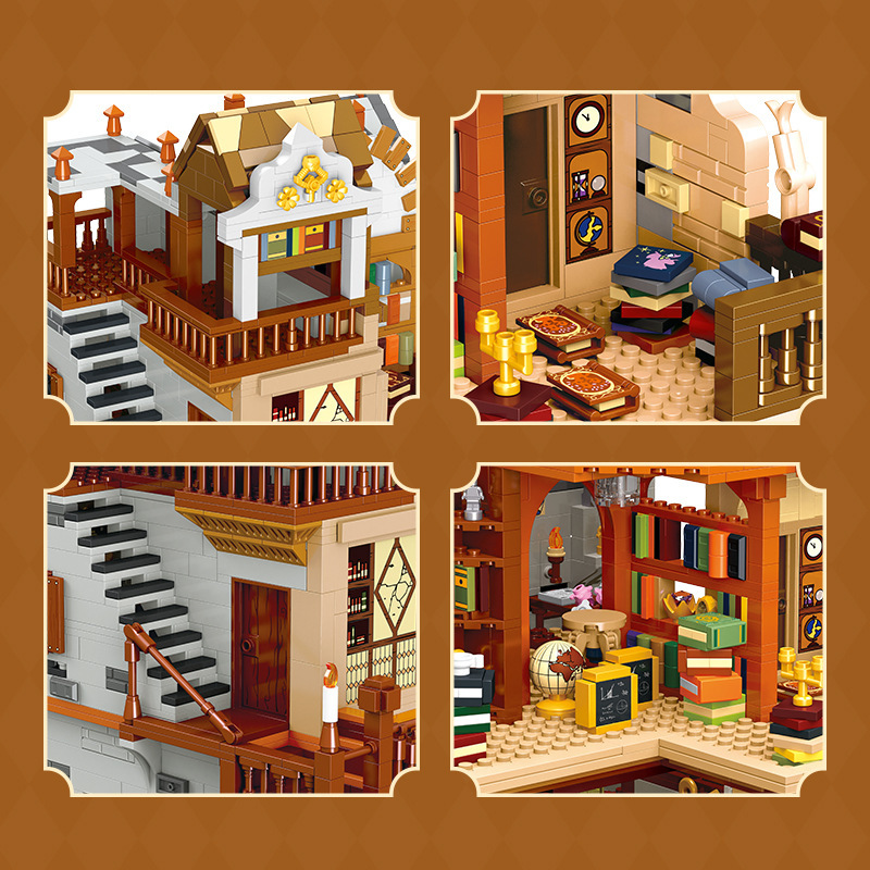 JIESTAR 57016 Medieval European Style Libraries Modular Buildings