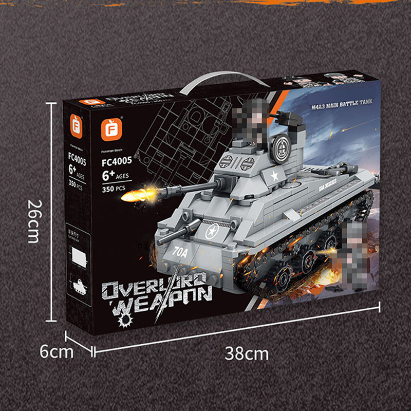 Forange FC4005 Military M4A3 Main Battle Tank Buliding Blocks 350±pcs Bricks Toys Model Form China