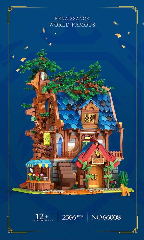 Reobrix 66008 City Street View Tree House Set Model Bricks Medieval Architecture Series 2566pcs Building Blocks  from China.