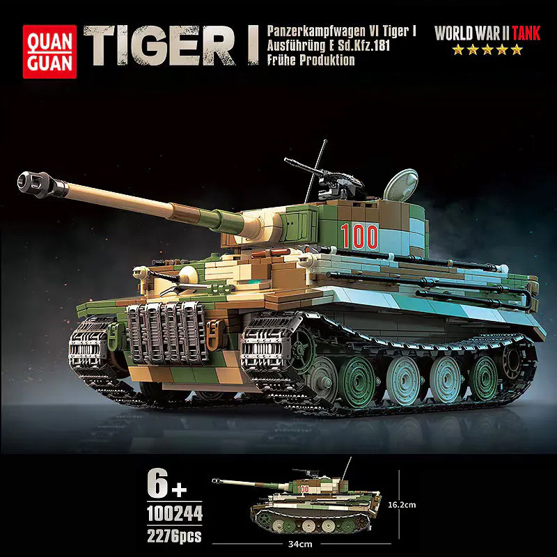 QUANGUAN 100244  Military Tiger I Tank Building Blocks 2276±pcs Bricks from China.