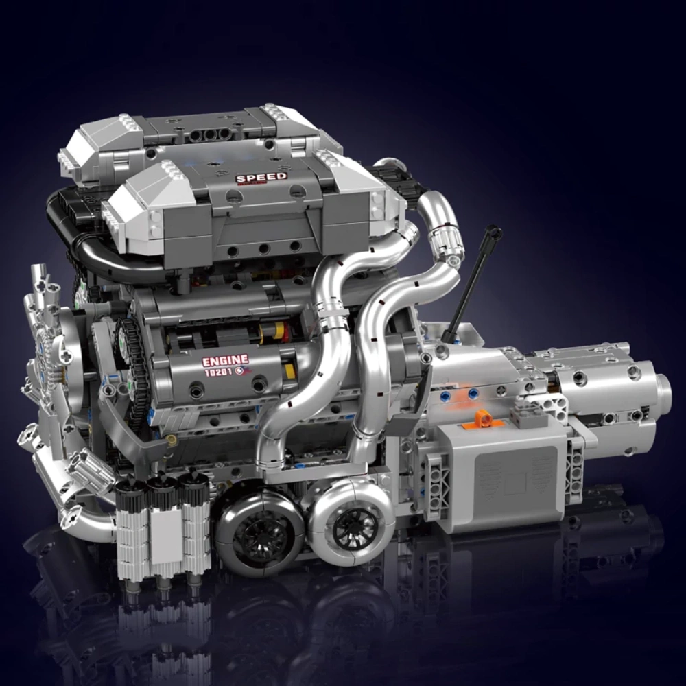 [With Motor] MouldKing 10201 BUE SUPERCAR W16 ENGINE TRANSMISSION Technic