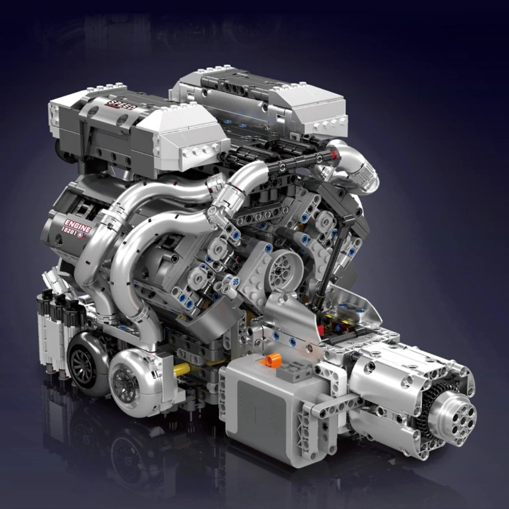 [With Motor] MouldKing 10201 BUE SUPERCAR W16 ENGINE TRANSMISSION Technic