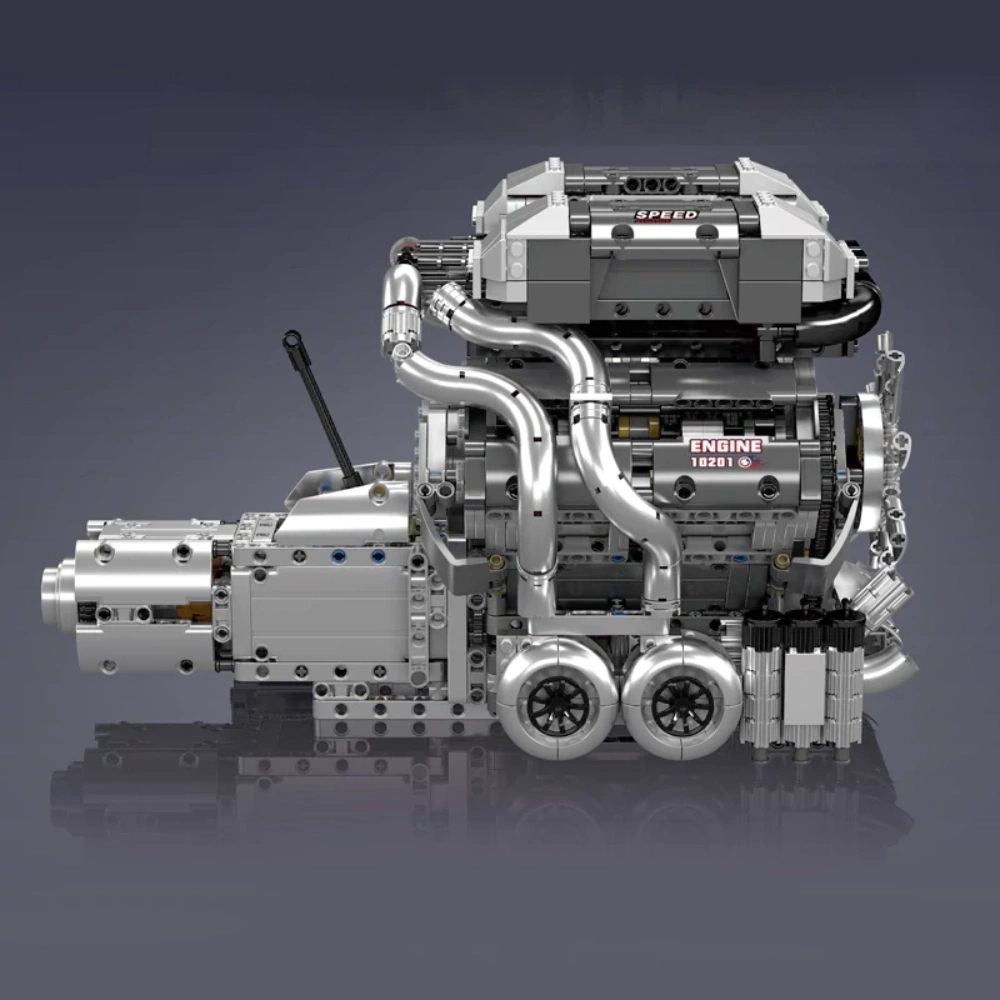[With Motor] MouldKing 10201 BUE SUPERCAR W16 ENGINE TRANSMISSION Technic