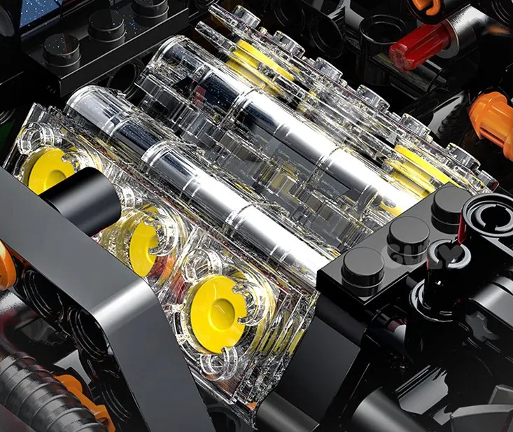 Details of the V6 engine in the GULY 10656 Supercar Ferrari F80 model.