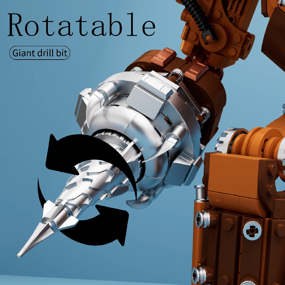 Iambrick 30704 Steam War-Construct's right-hand 360-degree movable heavy drill bit.