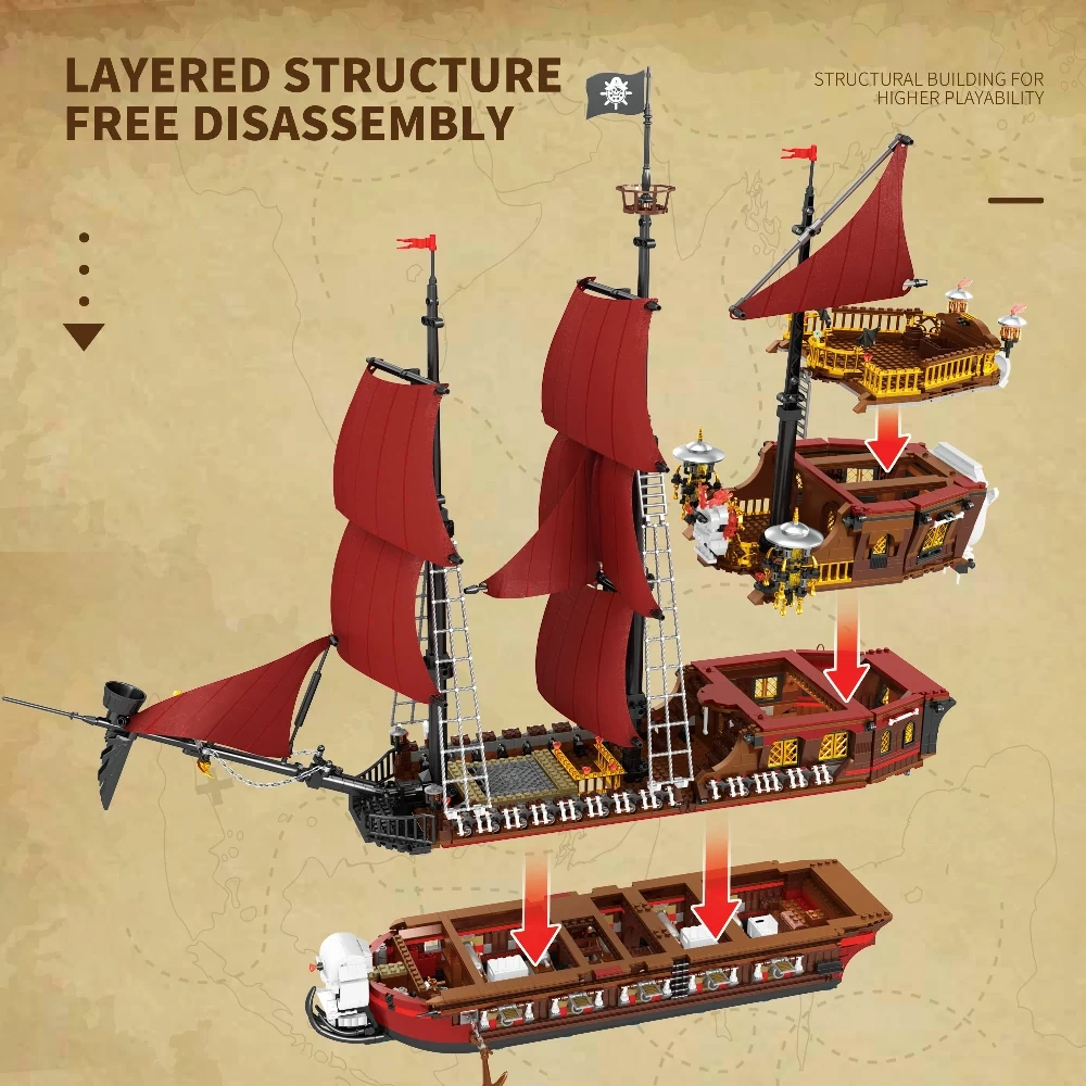 Reobrix 66010 Pirate Revenge Model Ship Pirates