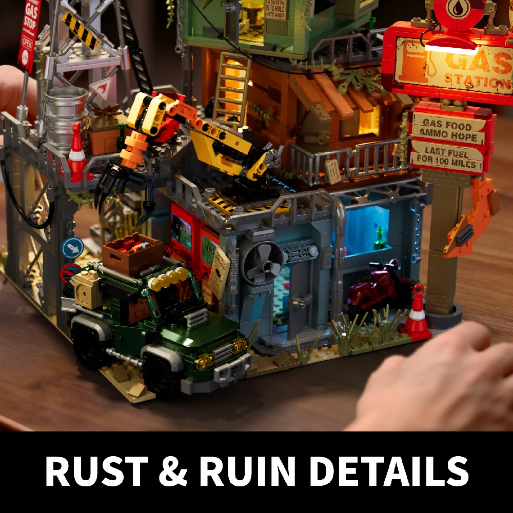 Iambrick 30901 Doomsday Gas Station Modular Buildings-Rich Scene Details