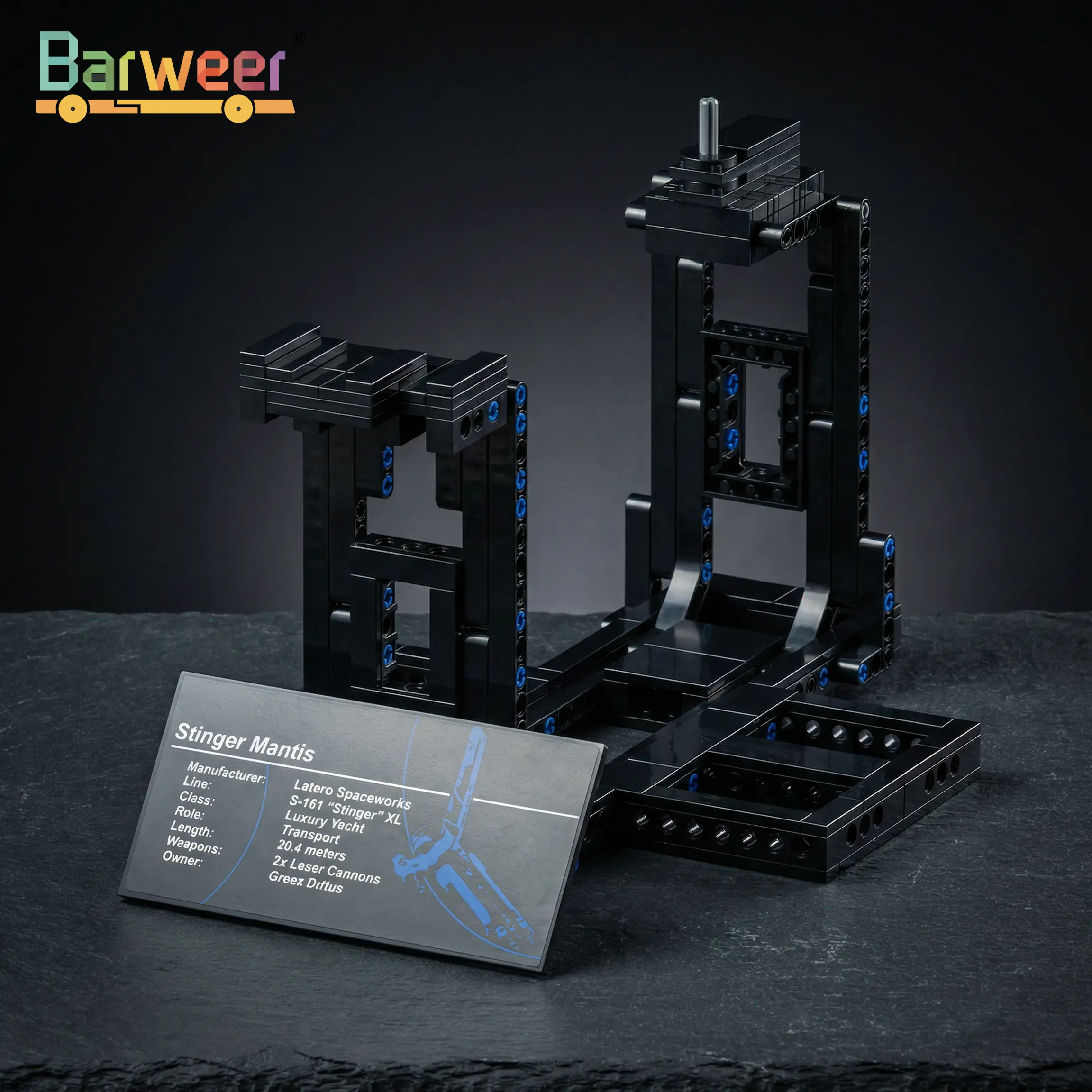 The support stand for display purposes of the Barweer BWR101 Ultimate Playset Scale Stinger Mantis.