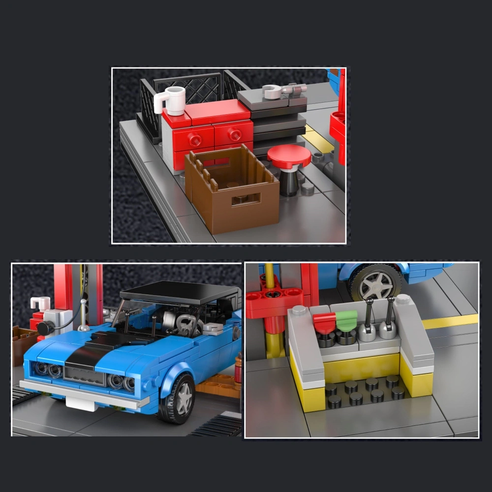 MouldKing 24086 Repair Garage & Challenger Muscle Car Technic