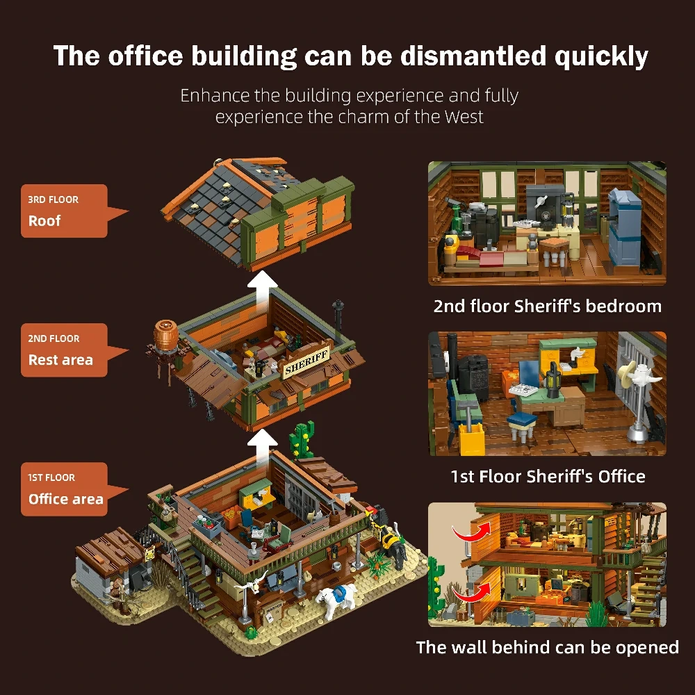 Jiestar 89147 Police Office Weatern Sheriff's Office Building Modular Buildings