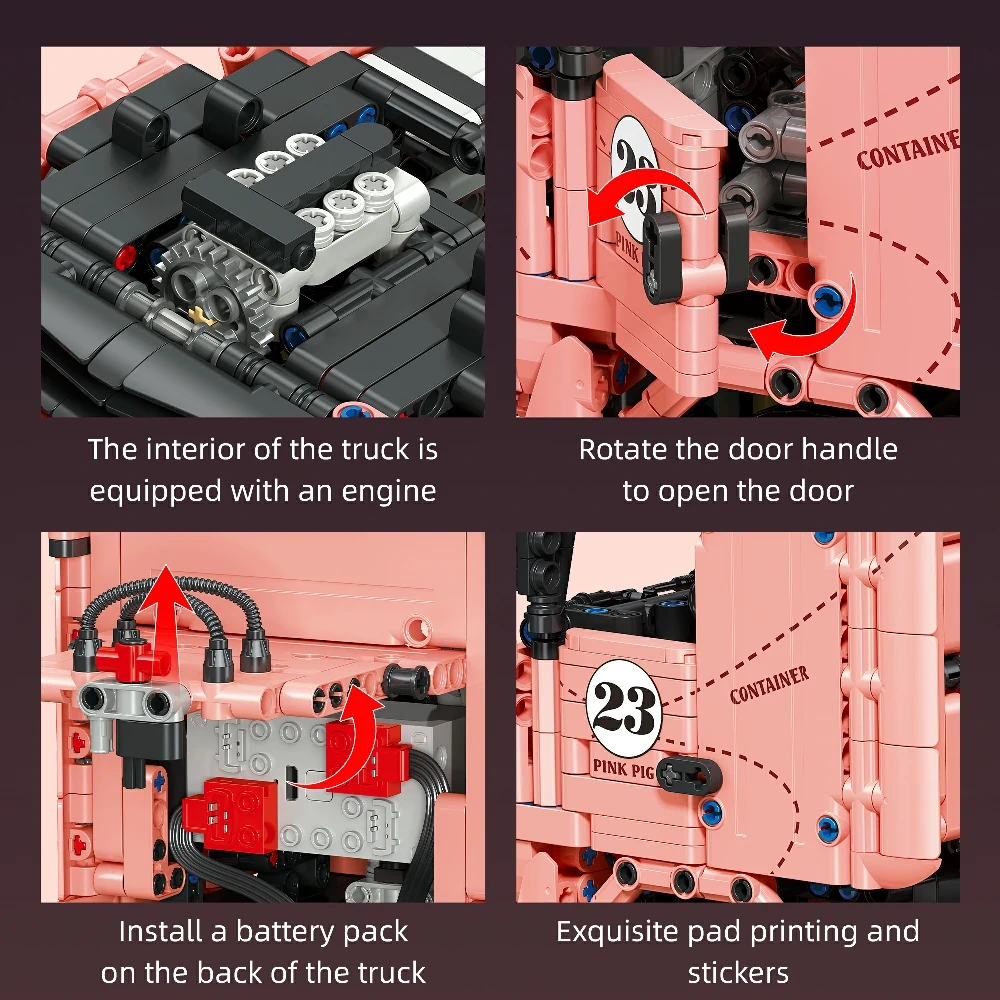 JIESTAR JJ9224 Actros Tractor Pink Pig Technic